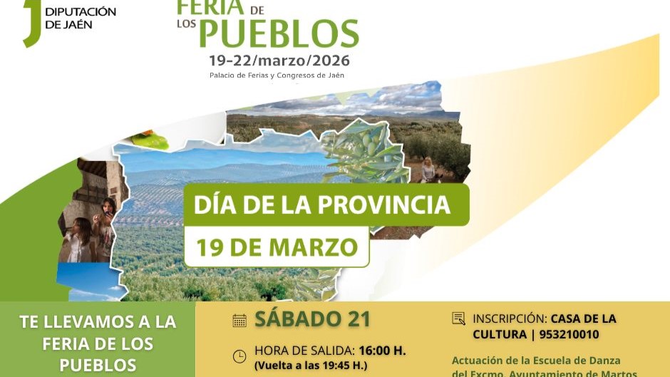 Martos participará en la Feria de los Pueblos 2026 y habilita un autobús gratuito para los vecinos